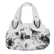 Модная женская сумка из искусственной кожи, сумка-тоут, Сумка с принтом, сумка-портфель, чернильно-серый цветок+ белый ремешок на руку