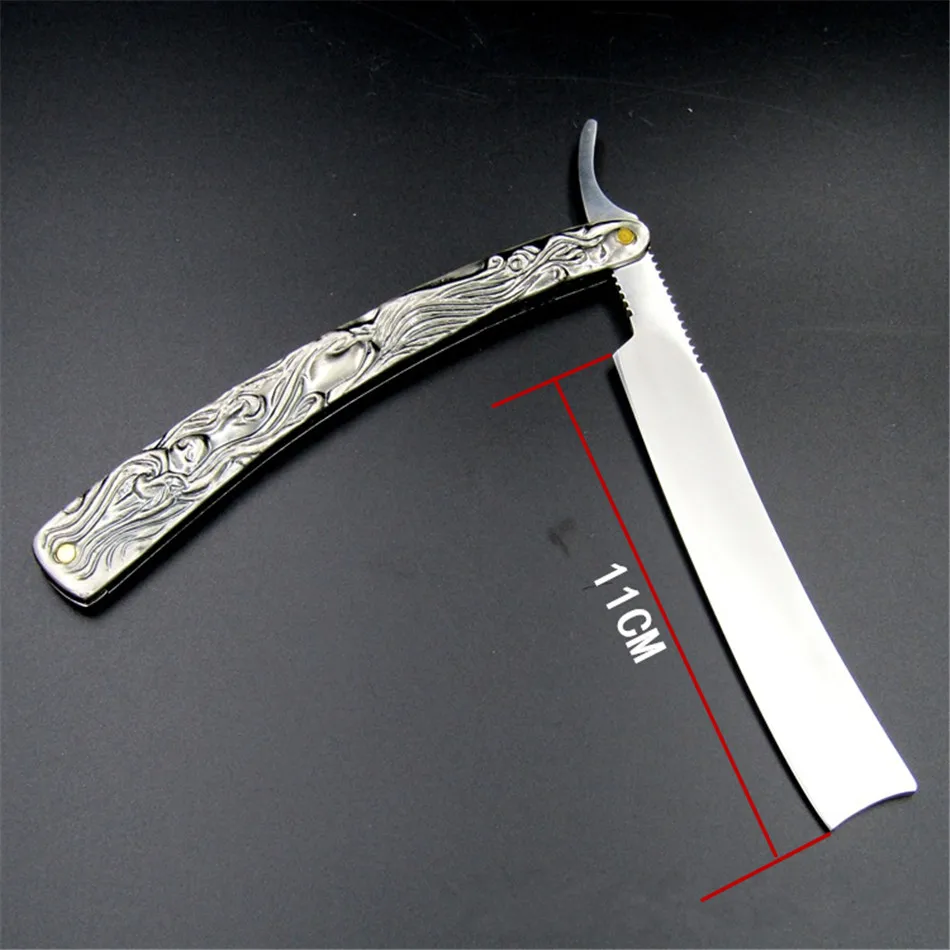 Винтажный прямой край из нержавеющей стали устройство для формирования прически Парикмахерская бритва складной нож для бритья