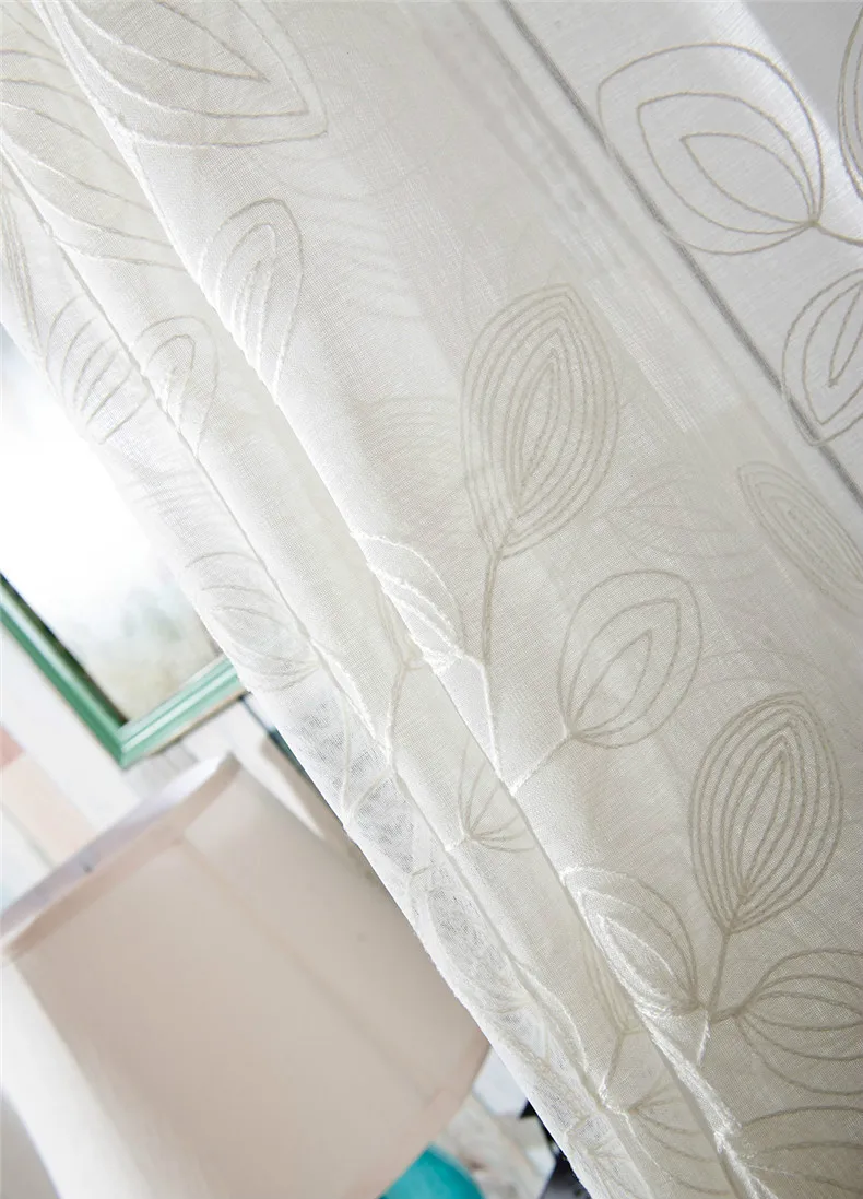 

European White Embroidered Voile Curtains Bedroom Sheer Curtains for Living Room Tulle Window Curtains/Panels Window Screening