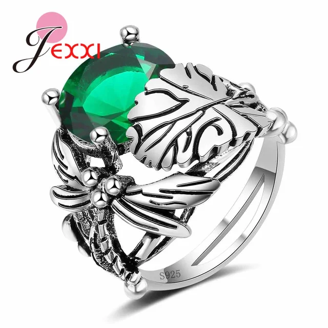 JEXXI Wholesale Retro S90 Silver Party Rings For Women Girls Accessory Oval Crys JEXXI Wholesale Retro S90 Silver Party Rings For Women Girls Accessory Oval Crys
