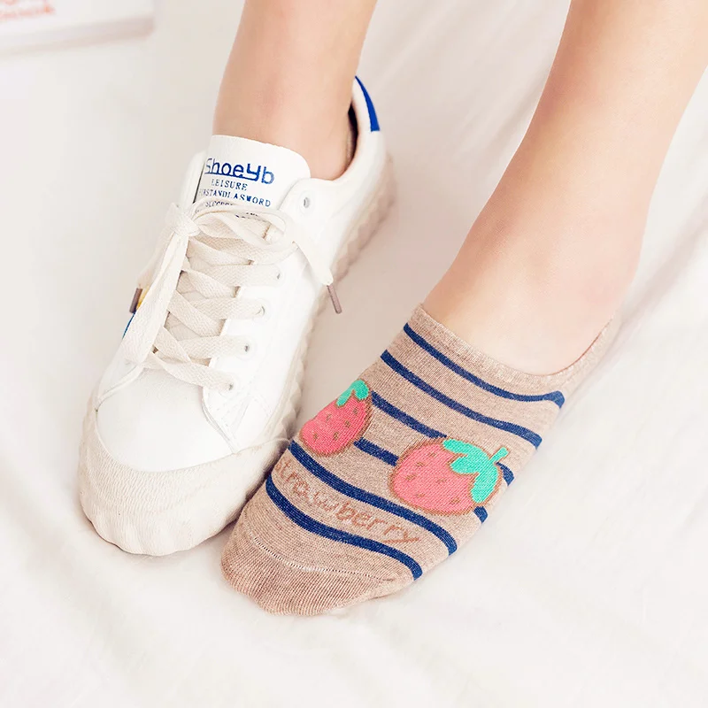 Dreamlikelin сладкий Невидимый спортивная обувь носки для девочек для женщин хлопок Японии стиль клубника арбуз летние низкий носок