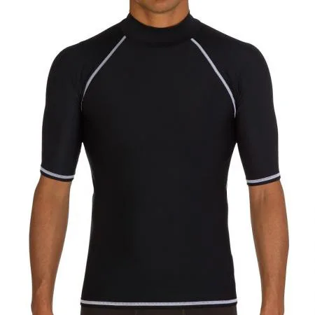 Sbart UPF 50+ костюм для дайвинга, для серфинга, Пляжная футболка, для водного спорта, для плавания, Мужской гидрокостюм для серфинга, Рашгард, короткий рукав, купальник - Цвет: Черный