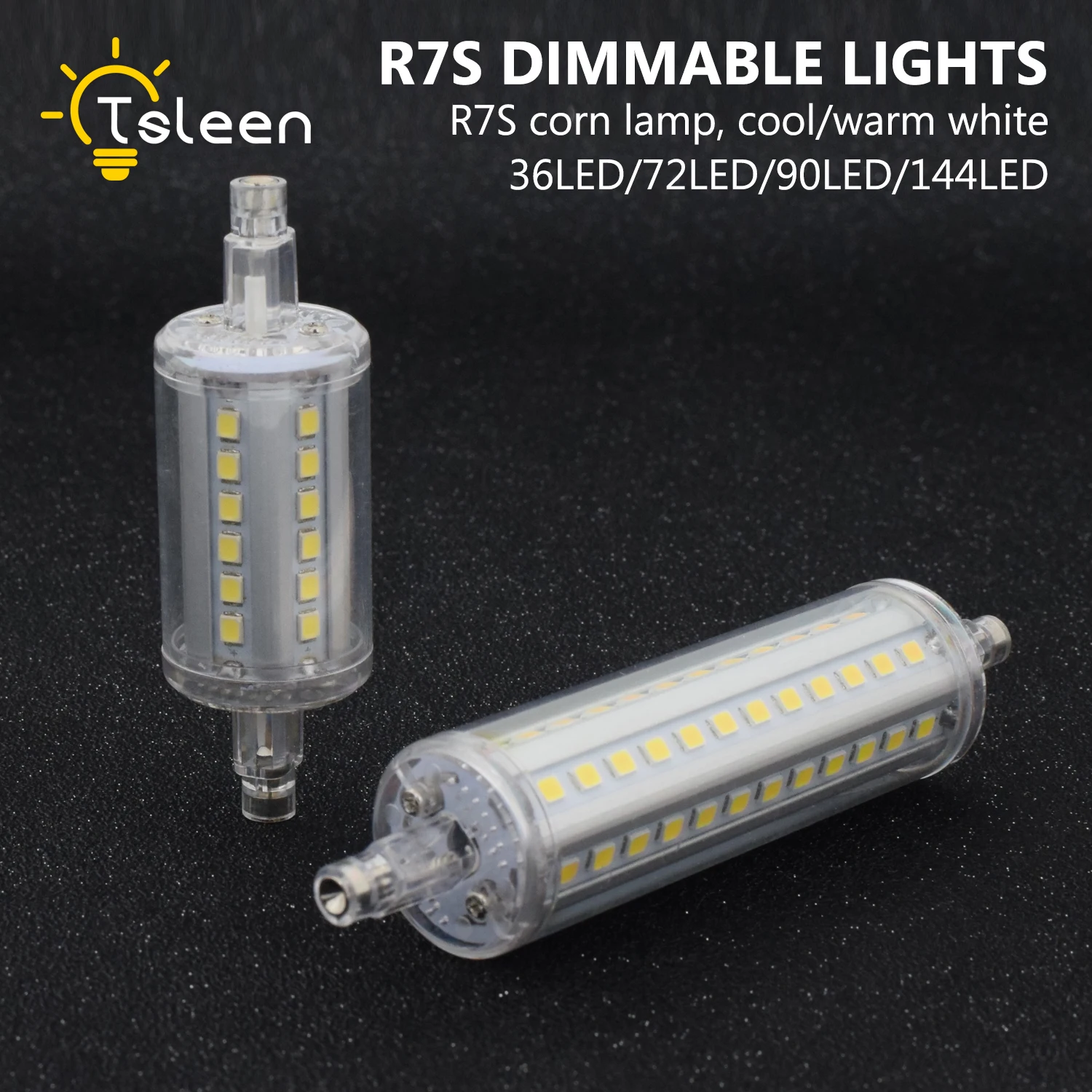 2X Horizontal Plug LED R7S no Dimmable Full Watt Fireproof Shade LED