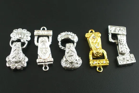 

MJARTORIA 5pcs Fixed Mixed Rhinestone Magnetic Clasps Gold Silver Color DIY Tie Buckle For Men Decorations Tie Clasp Fit Banquet