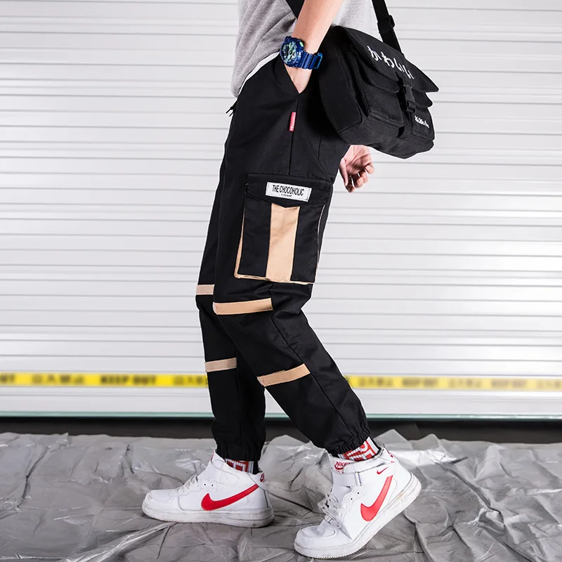 Spring and Autumn country tide loose Velcro multi-pocket function overalls men's tide brand Korean casual hip-hop beam feet pant