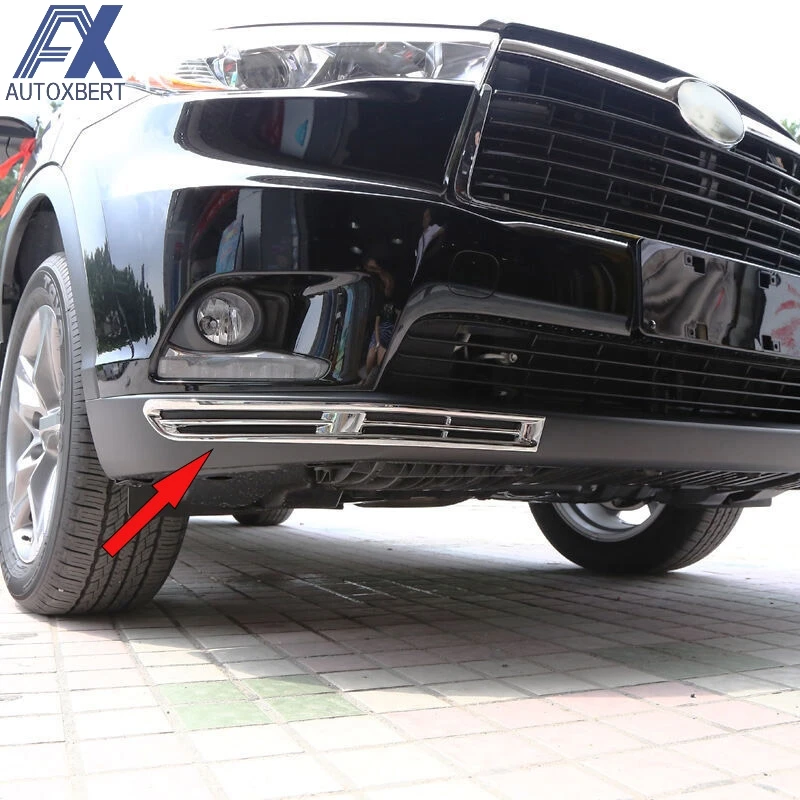 

AX Chrome Front Corner Bumper Guard Trim Fog Light Foglight Cover Molding Protector For Toyota Highlander Kluger 2014 2015 2016