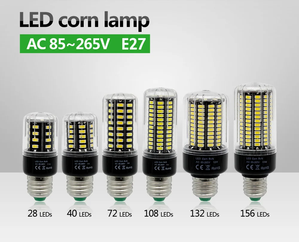 Без мерцания 3 Вт 5 Вт 7 Вт 9 Вт 12 Вт 15 Вт B22 Светодиодный светильник 5736 SMD 156 светодиодный s кукурузный светильник лампа переменного тока 85-265 в Замена 30 Вт-150 Вт лампы накаливания