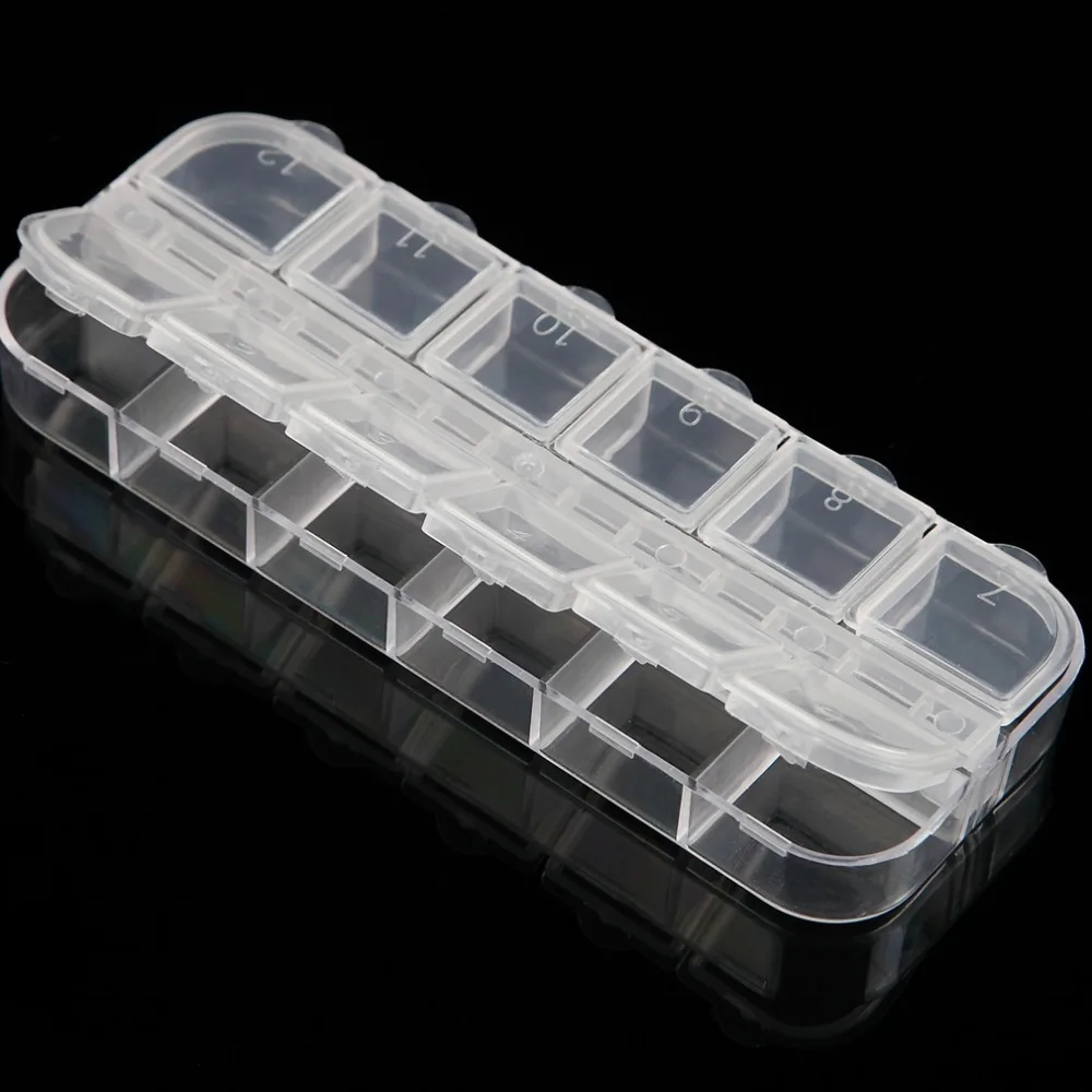 

Container for Beads Nail Art Decora Storage Gems Glitter Empty Rectangle Rhinestones Beads Slices Compartments Container Case