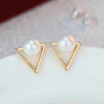 Offre spéciale boucles d'oreilles sans Nickel à la mode bijoux de mode 2019 boucles d'oreilles perle pour les femmes Brincos Oorbellen mignon Triangle boucles d'oreilles