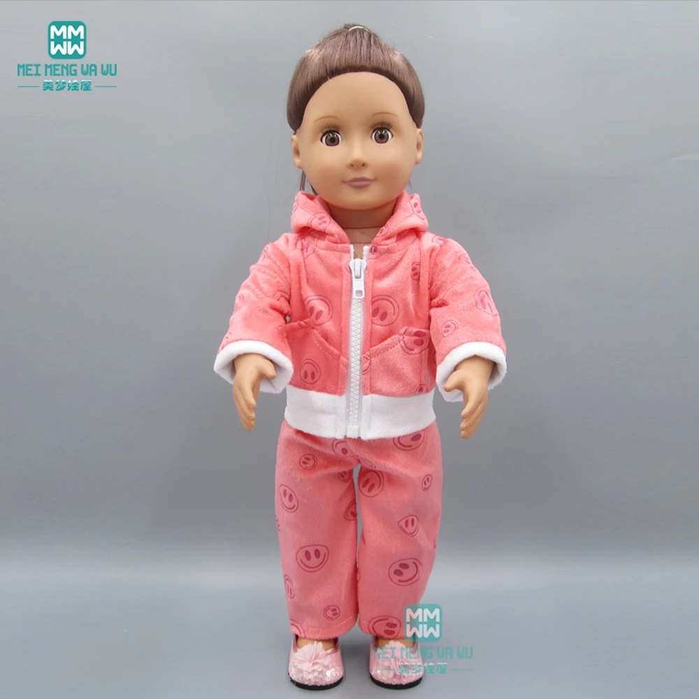 Одежда для кукол 45 см, американские куклы и куклы для новорожденных, аксессуары, модный розовый меховой воротник, пальто+ брюки