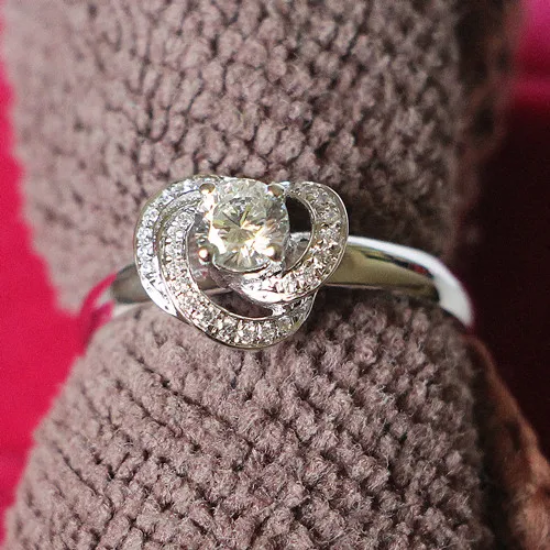 Элегантное Ювелирное кольцо AU585, изготовленное хорошо человеком, 0.5Ct Круглый Муассанит, обручальное кольцо, одобренное качество, настоящее кольцо из белого золота 14 к, ювелирные изделия