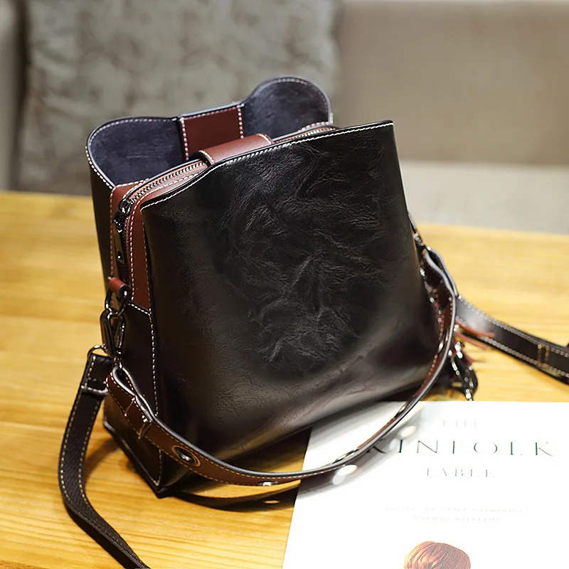 Винтажные роскошные сумки из натуральной кожи, женские сумки-мессенджеры, женские сумки через плечо от известного бренда Modis Pochette - Цвет: black