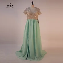 Crystal Prom Dresses 2017 SoDigne A-line Mint Green Girls Dress To Party Sexy V-neck Plus Size Keyhole Backless Actual Images Crystal Prom Dresses 2017 SoDigne A-line Mint Green Girls Dress To Party Sexy V-neck Plus Size Keyhole Backless Actual Images