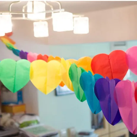 5pcs Rainbow Heart Garlands Party Decorations Hanging Wall