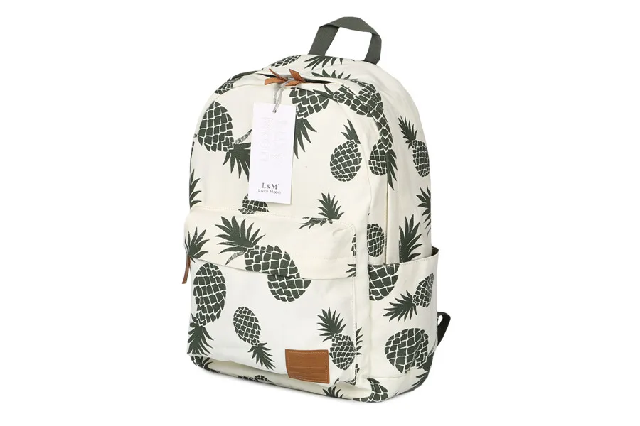 Винтажные модные простые школьные Высоко-качественный Холст с фруктовым для ноутбуков Рюкзак Женщины Путешествий