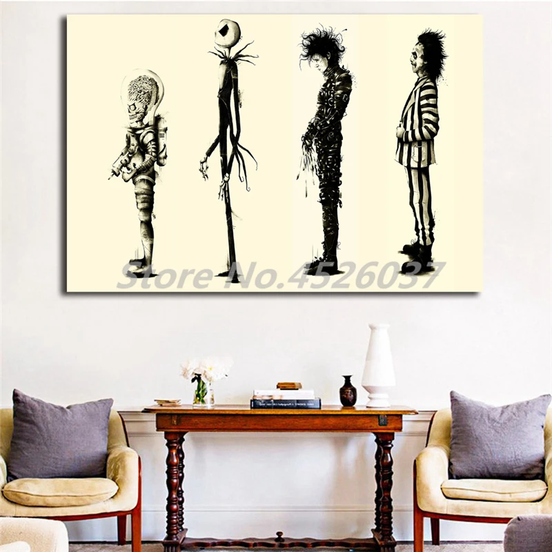 Tim Burton Film Character Contemporary Art Oil Painting Vertical Art Paintings for Home Decor 12x16 Tim Burton Art