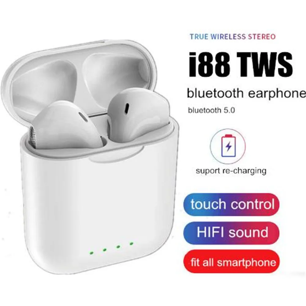 I88 СПЦ Bluetooth 5,0 наушники мини Беспроводной Earpod Touch наушники PK i10 i12 гарнитура для iPhone Andorid xiaomi телефон