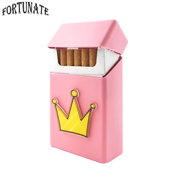 

Crown Badge Silicone Pink Cigarette Box Cigarette Case Cover Smoking Accessories 20 Cigarettes Box Cigarette Holder Tobacco Box