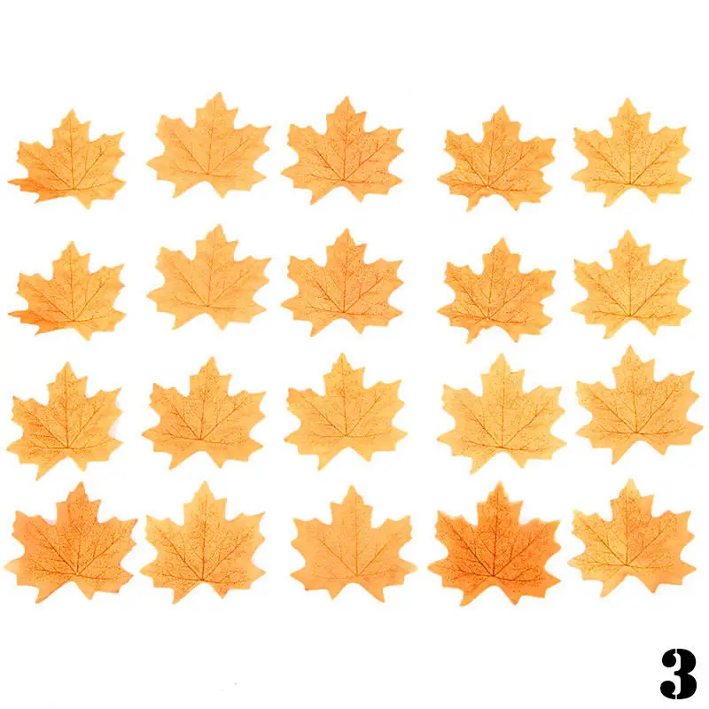 50Pcs DIY Colorful Autumn Leaves Maple Leaves Simulation Foliage Decoration