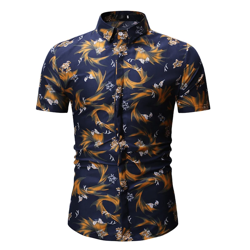 Новые модные мужские Гавайские рубашки летние пляжные повседневные рубашки с коротким рукавом с цветочным принтом Camisa Masculina