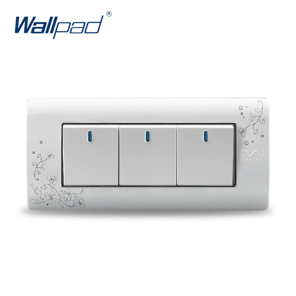 

3 Gang 2 Way Wallpad Luxury Wall Switch Panel Light Switch Push Button Switch C30-118 110~250V
