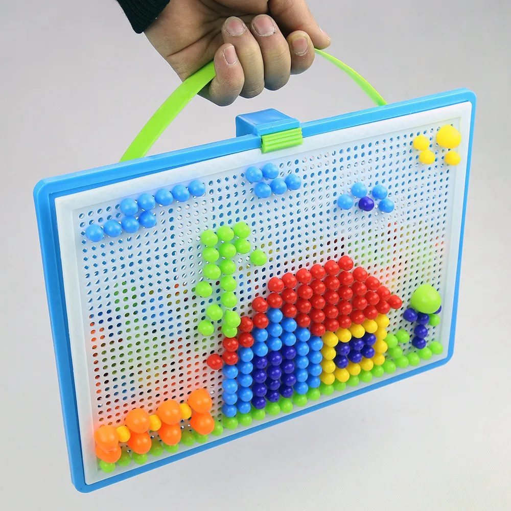 296 шт./компл. box-упакованы гриб зерна ногтей Бусины Интеллектуальные 3D Логические игры головоломки доска для Для детей образования