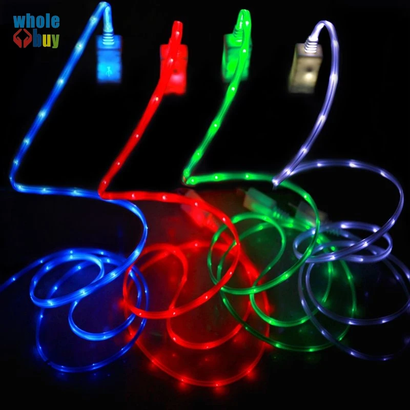 Красочный Высококачественный красивый 1 м светодиодный USB Кабель EL shine Light