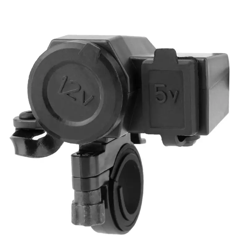 

12V-24V Black Waterproof Supply Port Socket Power Cigarette Lighter Charger for Motorcycle Motorbike Smart Phone GPS USB
