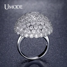 UMODE Charm Large Ball Pave Luxury Rings For Women Fashion Jewelry Unique Rhodium plated Cocktail Ring Accessories AUR0338