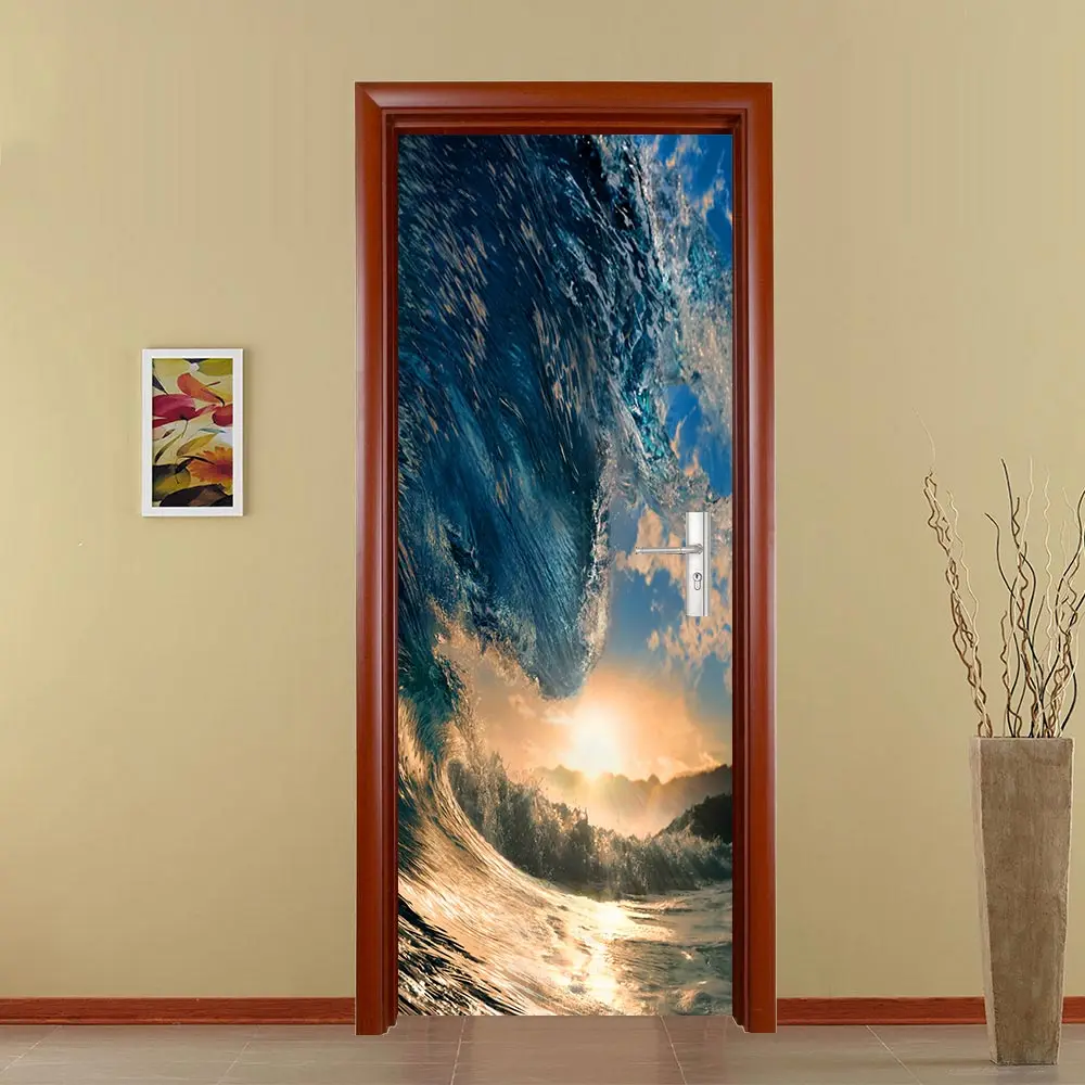 Креативная 3D дверная наклейка DIY домашний Декор наклейки самоклеющиеся ПВХ обои на дверь водонепроницаемые фрески для ремонта дверей спальни