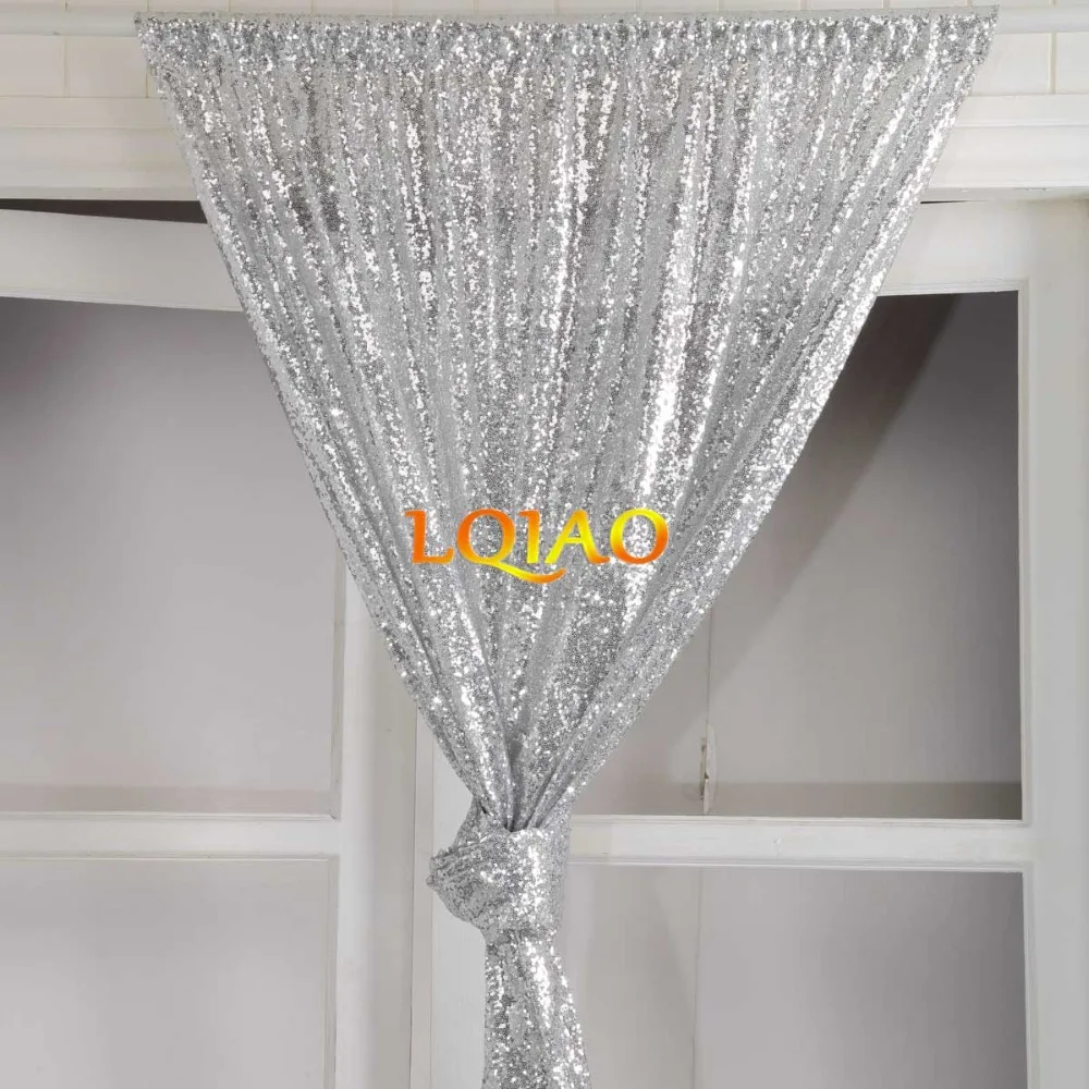 

2018 Perfectly 4FTx8FT Silver Sequin Fabric Background Photo booth Backdrop Wedding Curtain For Christmas/Wedding Decor
