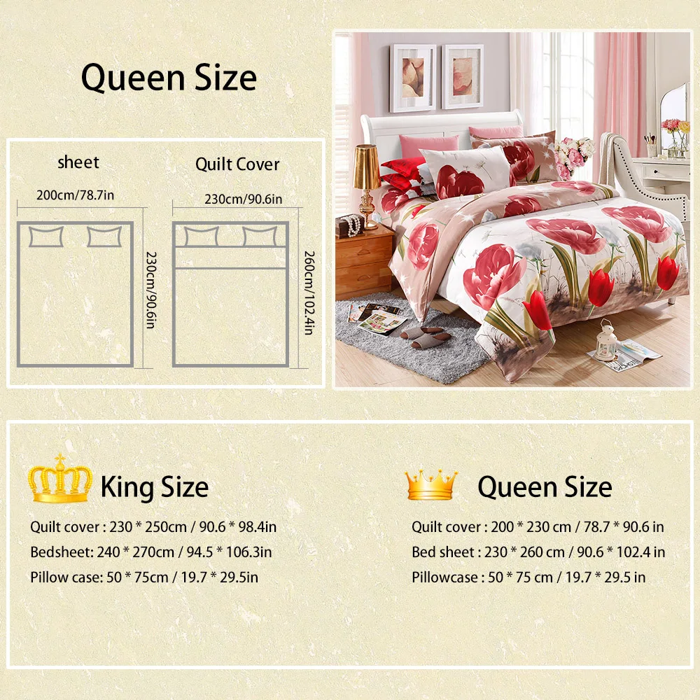 Bedclothes Duvet Cover Queen King Size 4pcs 3d Printed Bedding Set