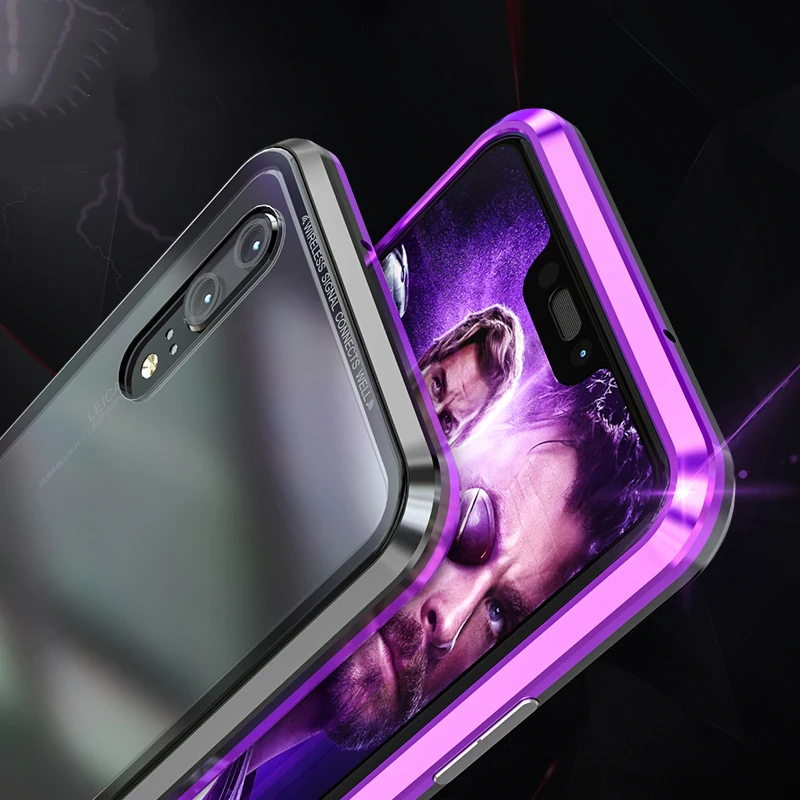 Роскошный Магнитный чехол для Huawei P20 Pro Lite алюминиевый металлический бампер и