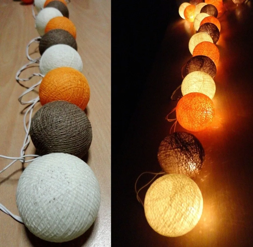 Buy CARAMEL VINTAGE ORANGE TONE 20PCS/SET COTTON BALL STRING LIGHTS PARTY