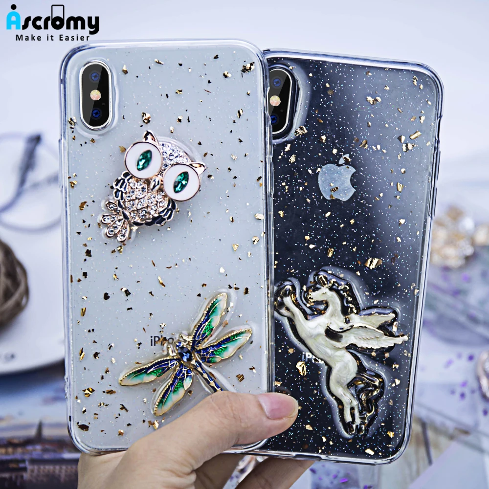 Чехол Ascromy для iPhone X роскошное ювелирное изделие жемчужный блеск цветок лошадь