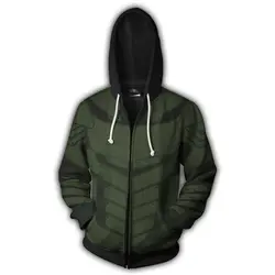Новинка 2018 года толстовки пальто стрелка костюм Легион одежда Зеленая Стрела 3D печатных молнии