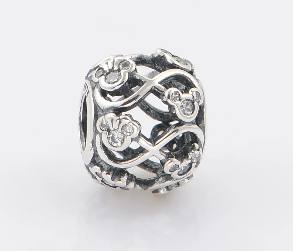 100% 925 Sterling Silver Openwork Minnie &amp Mickey Charm Beads Fits Pandora Bracelets DIY Jewelry Making | Украшения и