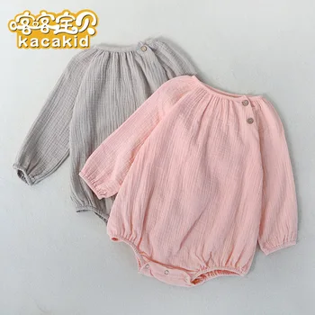 

Kacakid Spring summer Baby girls clothing baby infants cute cotton long-sleeved jumpsuit princess romper