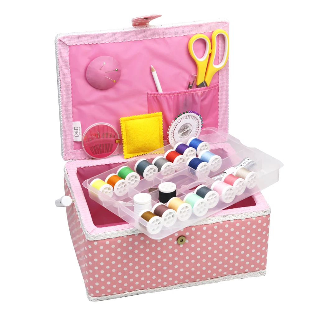 

D&D Household Sewing Storage Basket with Sewing Accessories DIY Embroidery Home Multi-function Tools Kits Box 31*23*15 CM