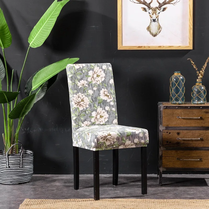 Flower Printing Removable Chair Cover Big Elastic Slipcover Modern Kitchen Seat Case Stretch Cover For Banquet Fullpackage hotel