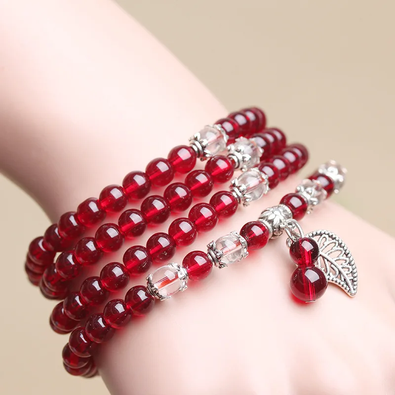 Handmade-Mala-Bracelet-Synthetic-Garnet-with-White-Crystal-Bracelet-108-6mm-Beads-Charm-Women-Men-Bracelets (3)