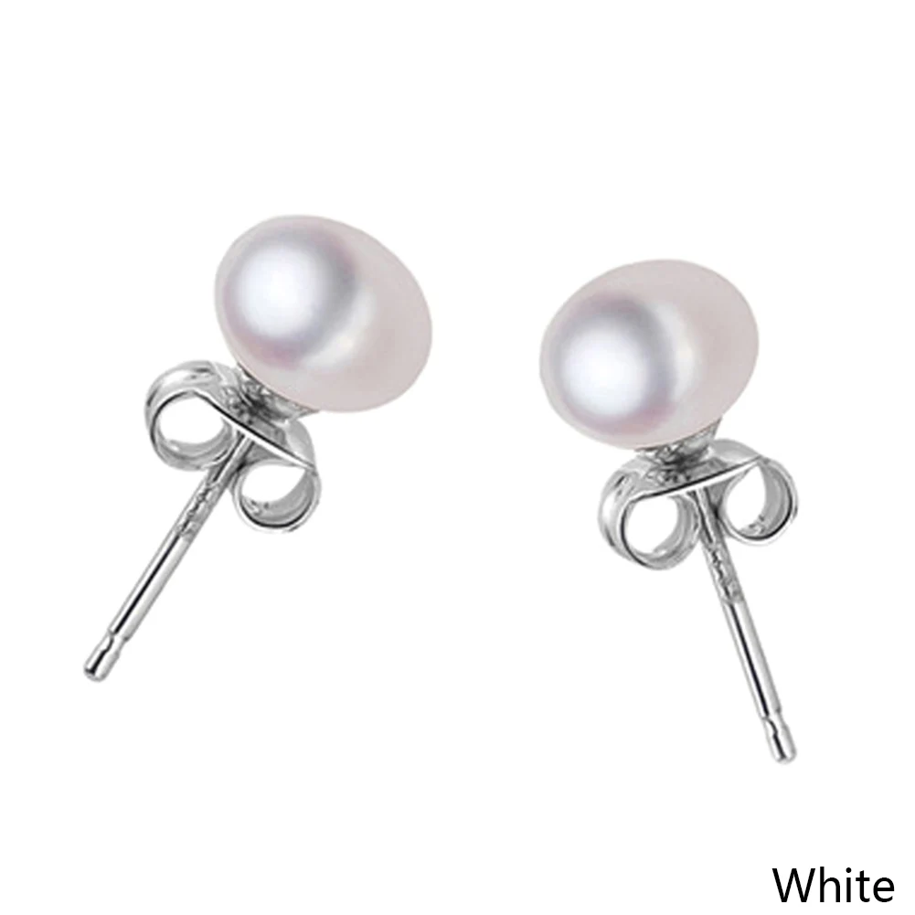 

Elegant Simulated Freshwater Pink Pearl Earrings Fashion Jewelry Silver Color Stud Earrings For Women Girft