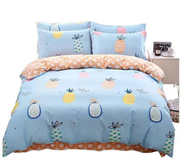 

Home Textile Combed Cotton Four-piece 40 High-rise High-density Comfort Bed Kit Pineapple Diary Blue