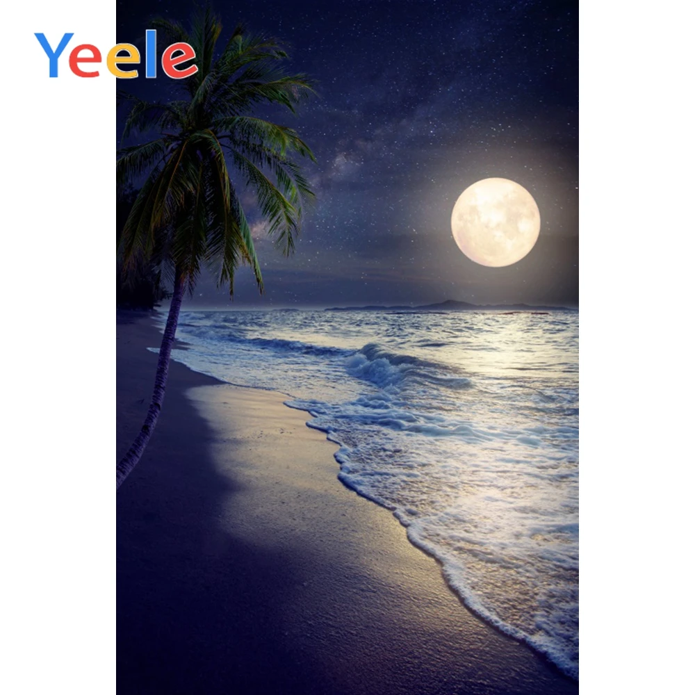 

Yeele Starry Beach Glitter Moonlight Landscape Scene Photography Background Seamless Wall Photographic Backdrop For Photo Studio