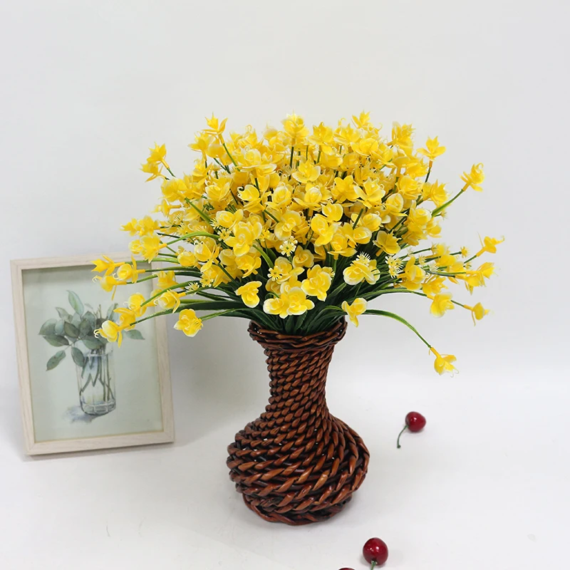 Fake plastic flower dancing orchid bouquet multicolor artificial grass plant for family bedroom wedding decoration (2)