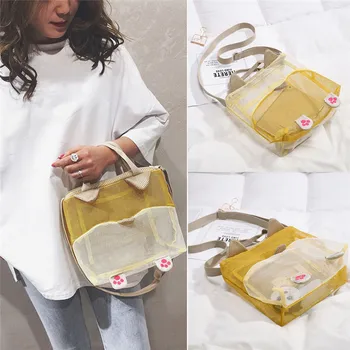 

Beach Bag Bags Shoulder Large Capacity Shopping Bags Breathable Hand-held Mesh Hollow Beach Fashion Mesh Bag Shopper Handbags
