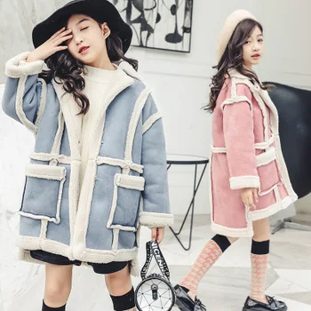 

faux fur kids coat for girls 2018 warm long jackets 12 years old winter