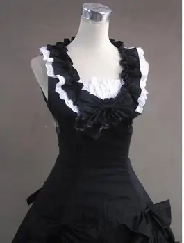 

2015 customized Black And White Sleeveless Gothic Victorian Ball Gown Dress,Halloween Vampire Costumes,Civil War Ball Gown