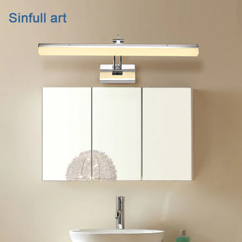 Modern led bathroom light Stainless steel mirror lamp simple dressing