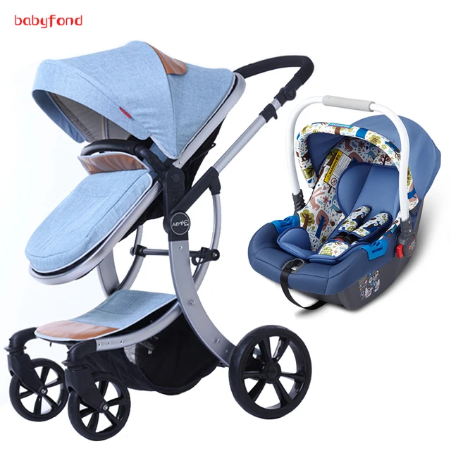 $US $305.07  Aluminium design 3 in 1 luxury Baby Stroller with High Landscape Shockproof baby trolley can sit an